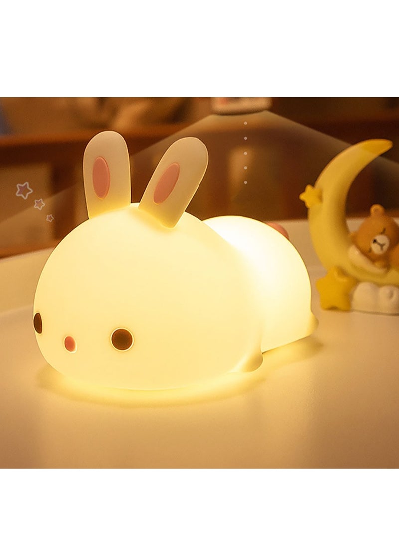 Bunny Baby Night Light Kids Lamp, Rabbit Silicone Nightlight, Pat Lights, Birthday Gifts, Children's Gifts, Hand Gifts, USB Chargeable Battery Light, Bedroom Sleep Decoration Nightlight, Decor Gifts