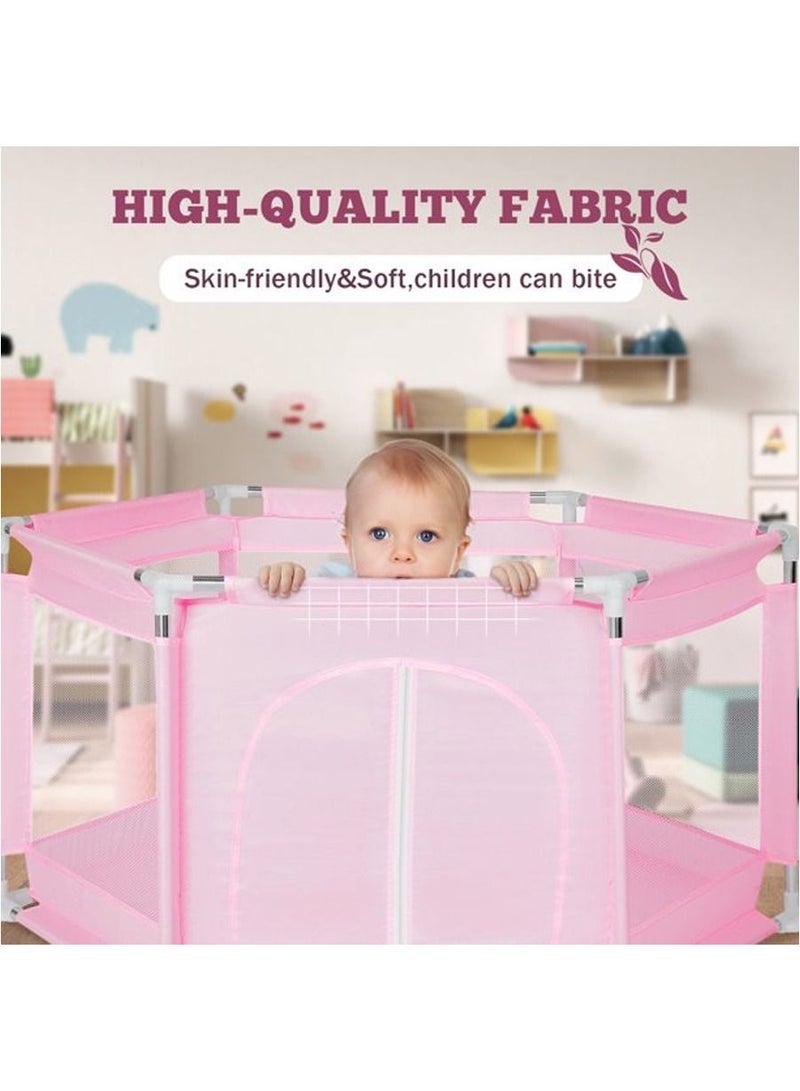 Baby Playpen, Large Baby Playard, Playpen for Babies with Gate Indoor & Outdoor Kids Activity Center, Sturdy Safety Play Yard with Soft Breathable Mesh