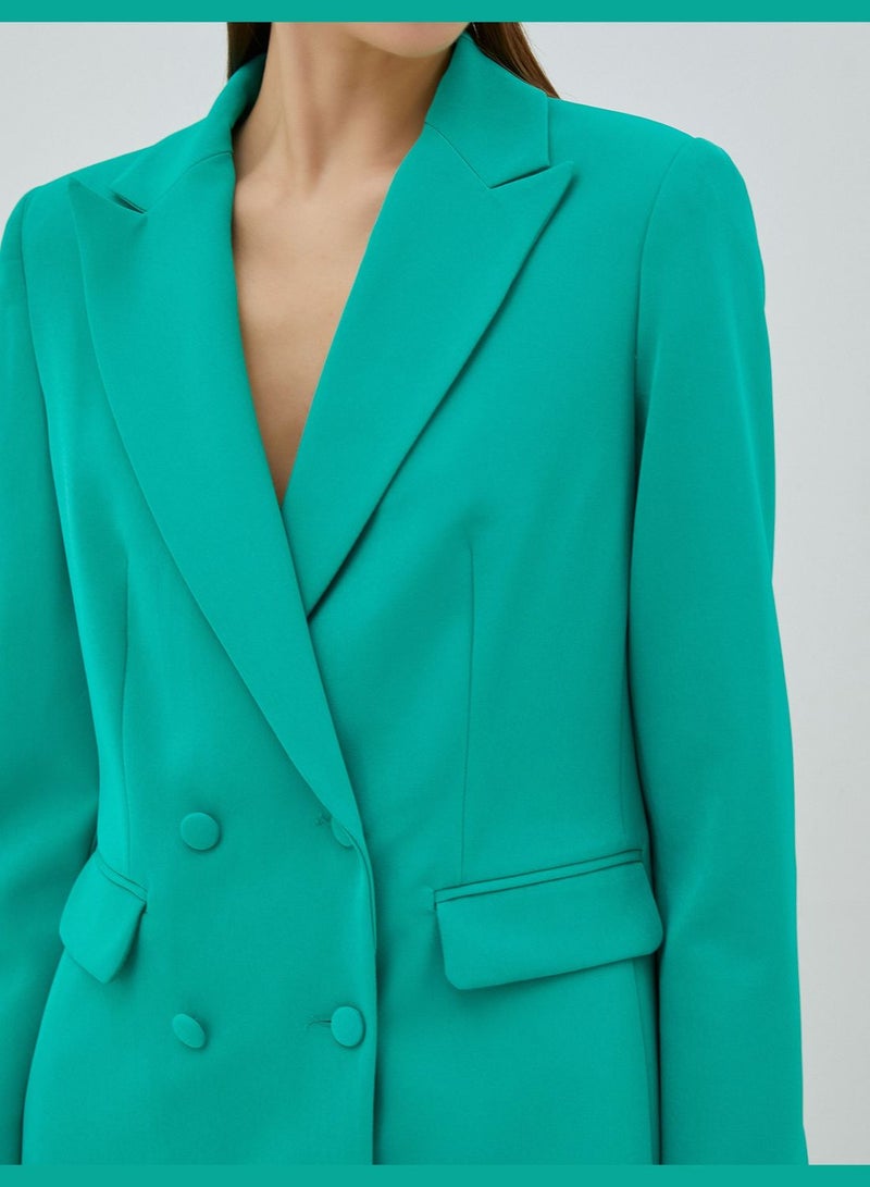 Wrapped Button Pocket Detail Blazer Jacket