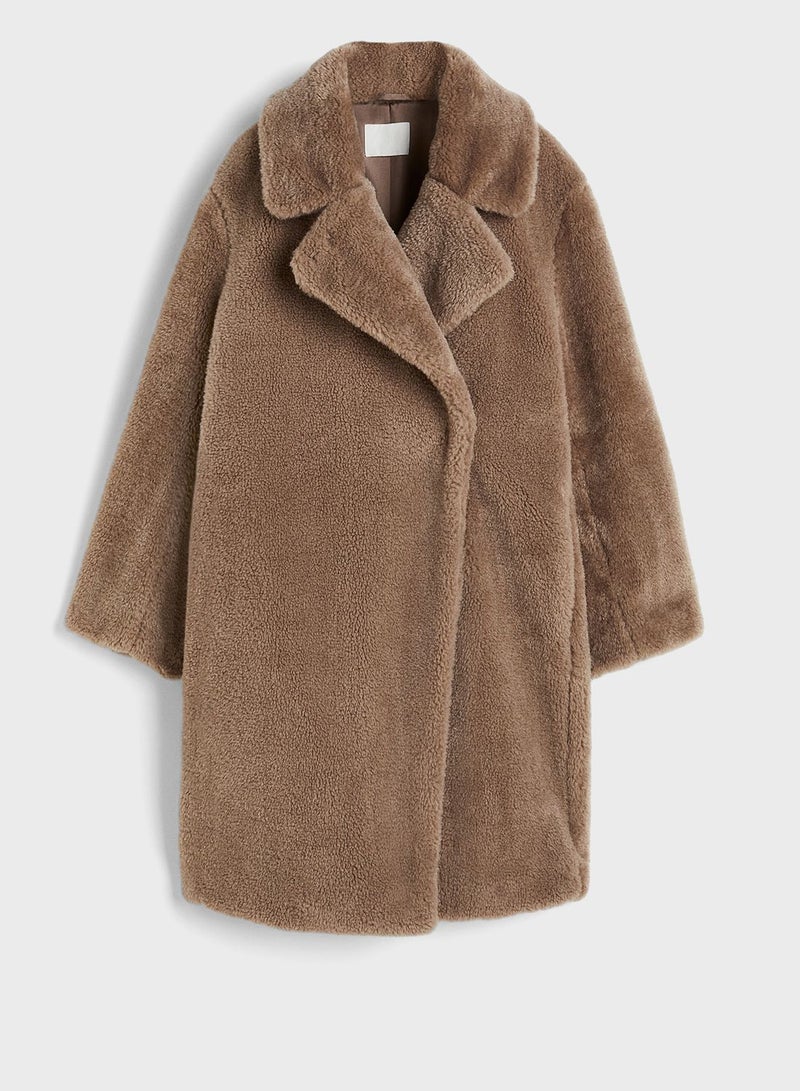 Fur Wrap Detail Coat