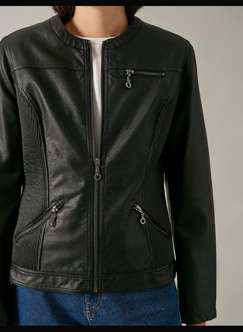 Leather Look Zip Jacket