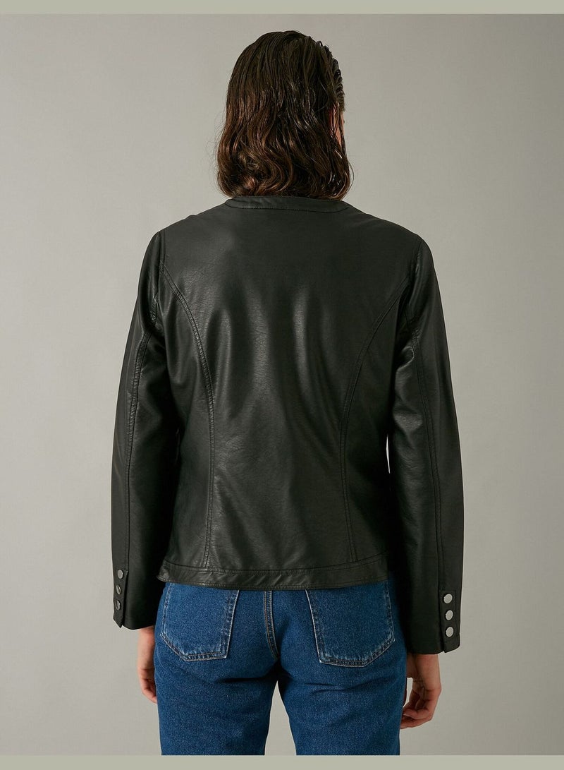 Leather Look Zip Jacket