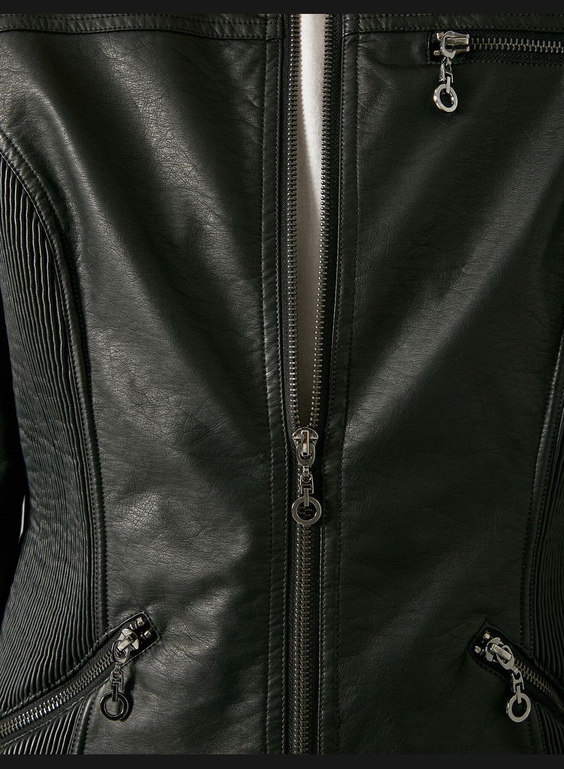 Leather Look Zip Jacket