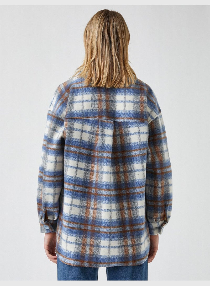 Buttoned Detailed Plaid Jacket