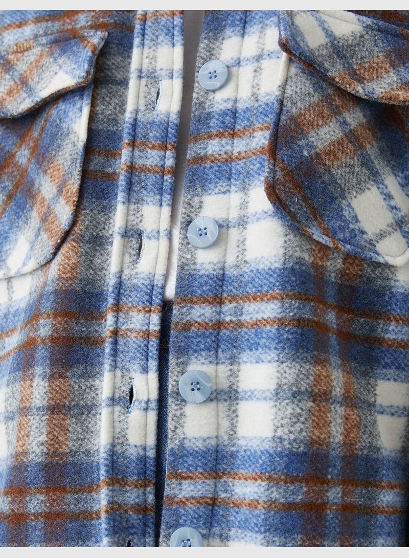 Buttoned Detailed Plaid Jacket