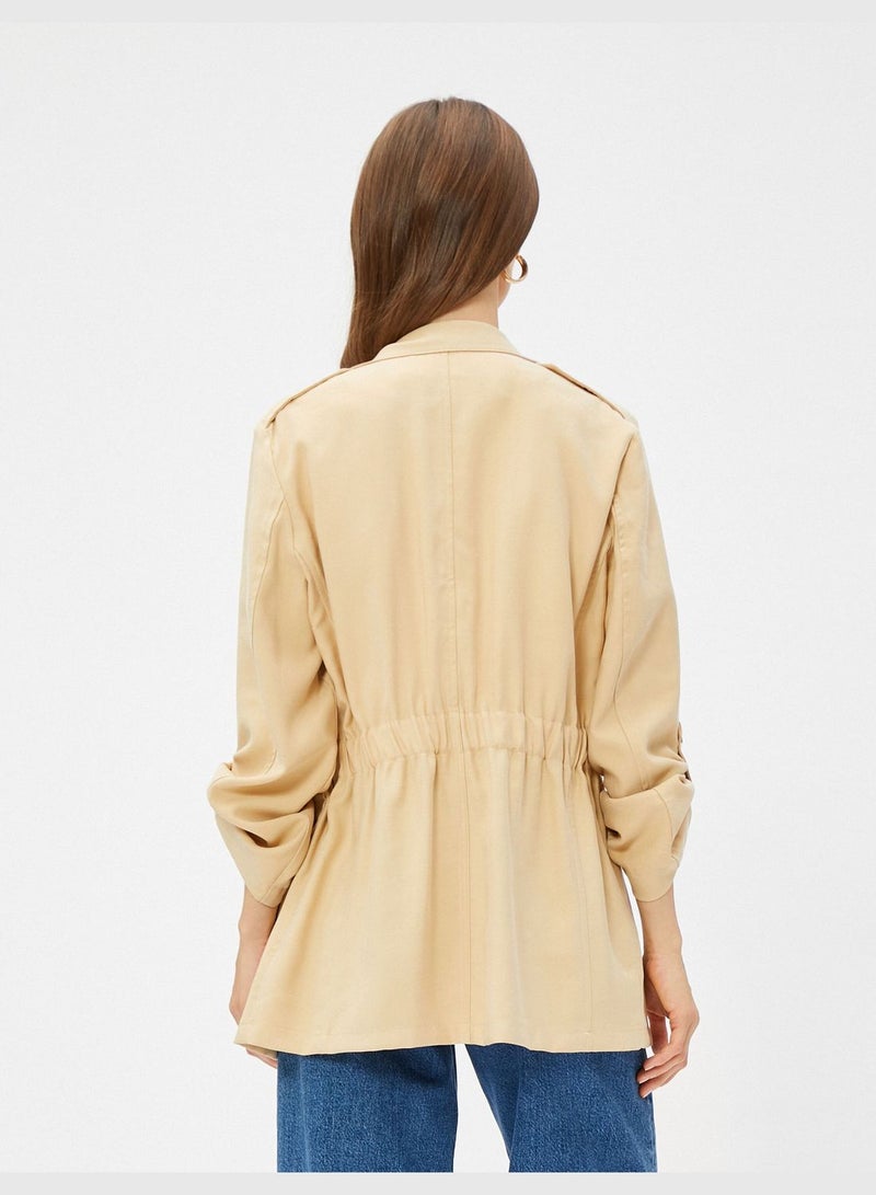 Shoulder Detail Zipper Trenchcoat