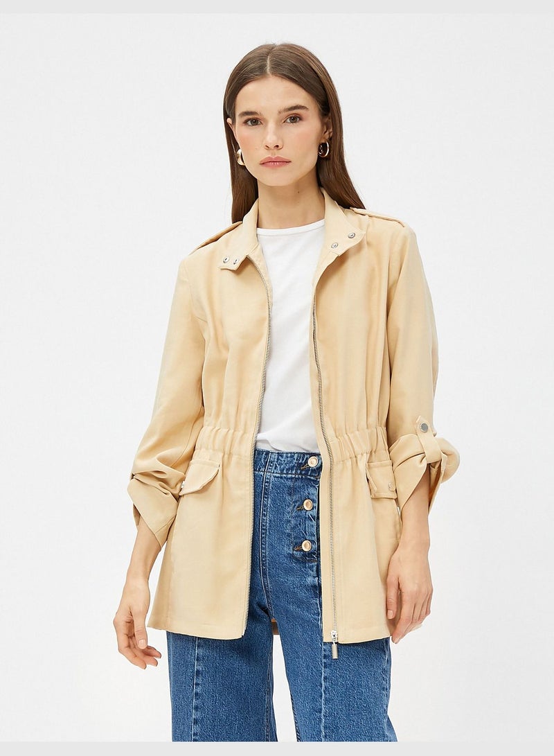 Shoulder Detail Zipper Trenchcoat