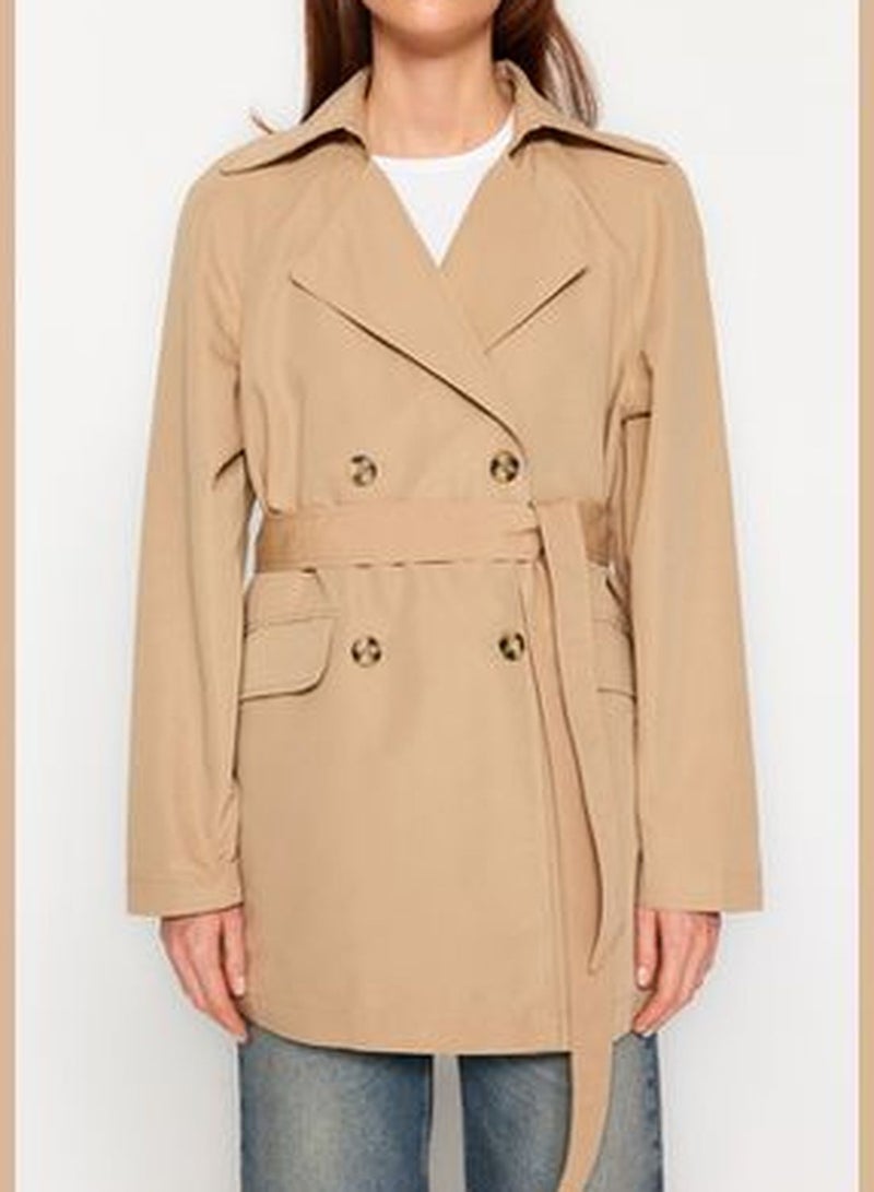 Beige Oversize Wide Cut Trench Coat TWOAW24TR00022