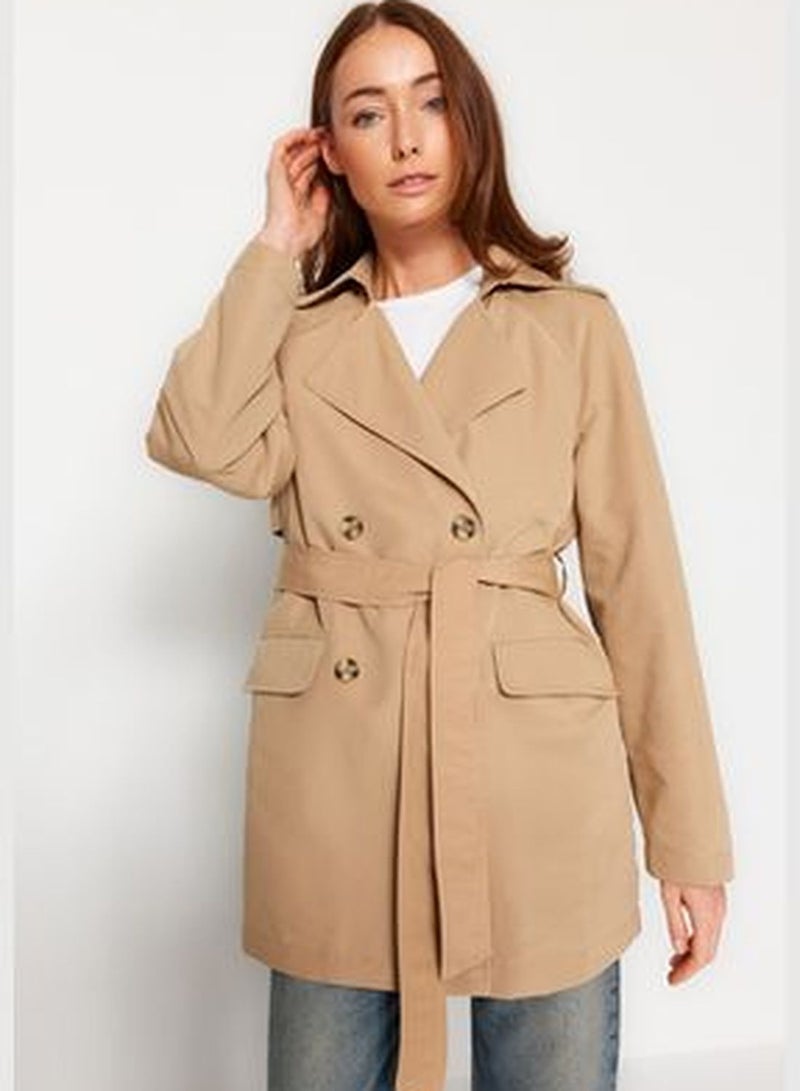 Beige Oversize Wide Cut Trench Coat TWOAW24TR00022