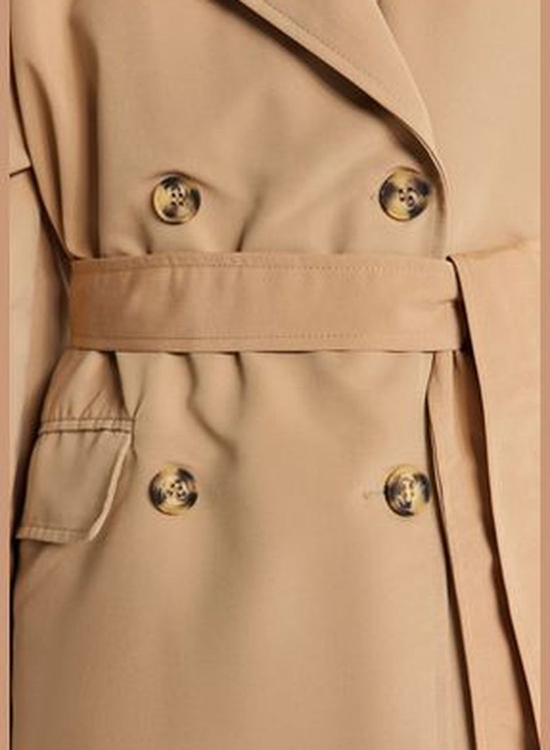 Beige Oversize Wide Cut Trench Coat TWOAW24TR00022