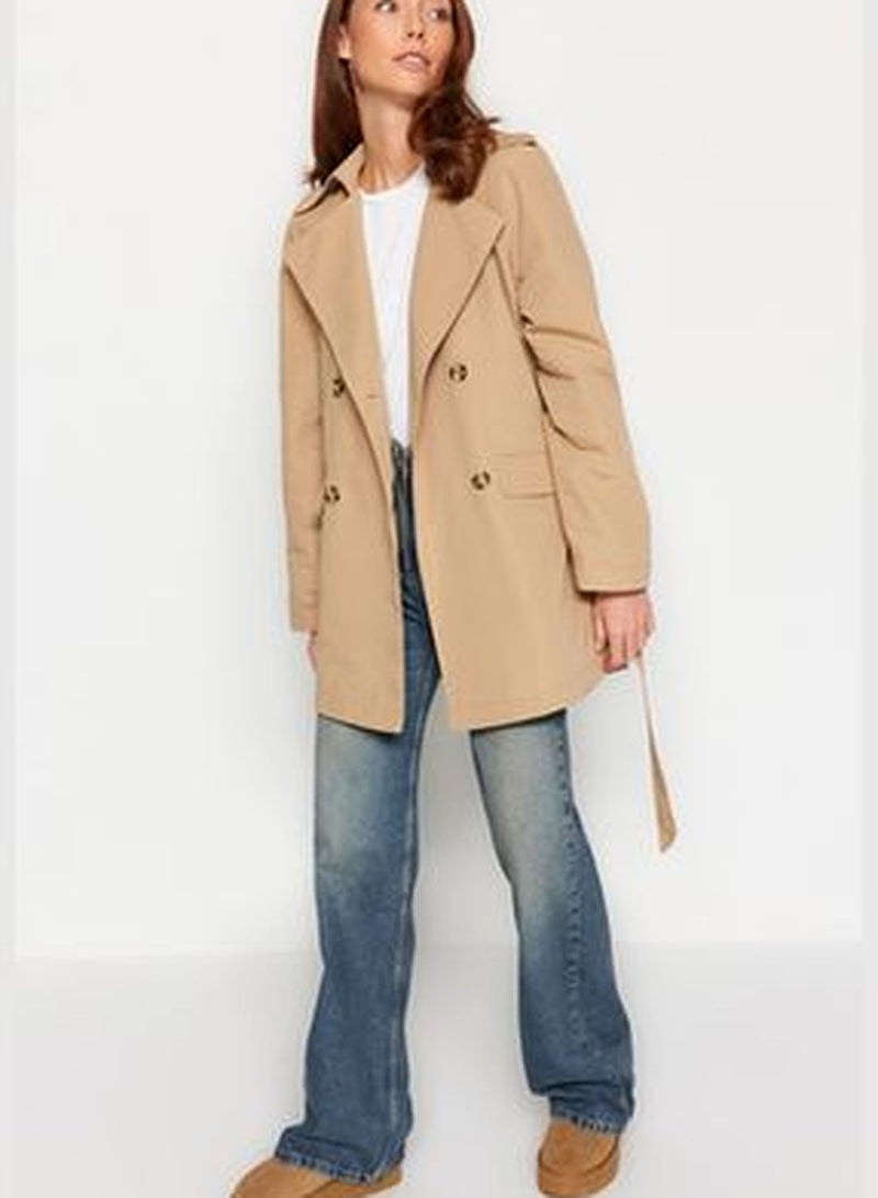 Beige Oversize Wide Cut Trench Coat TWOAW24TR00022