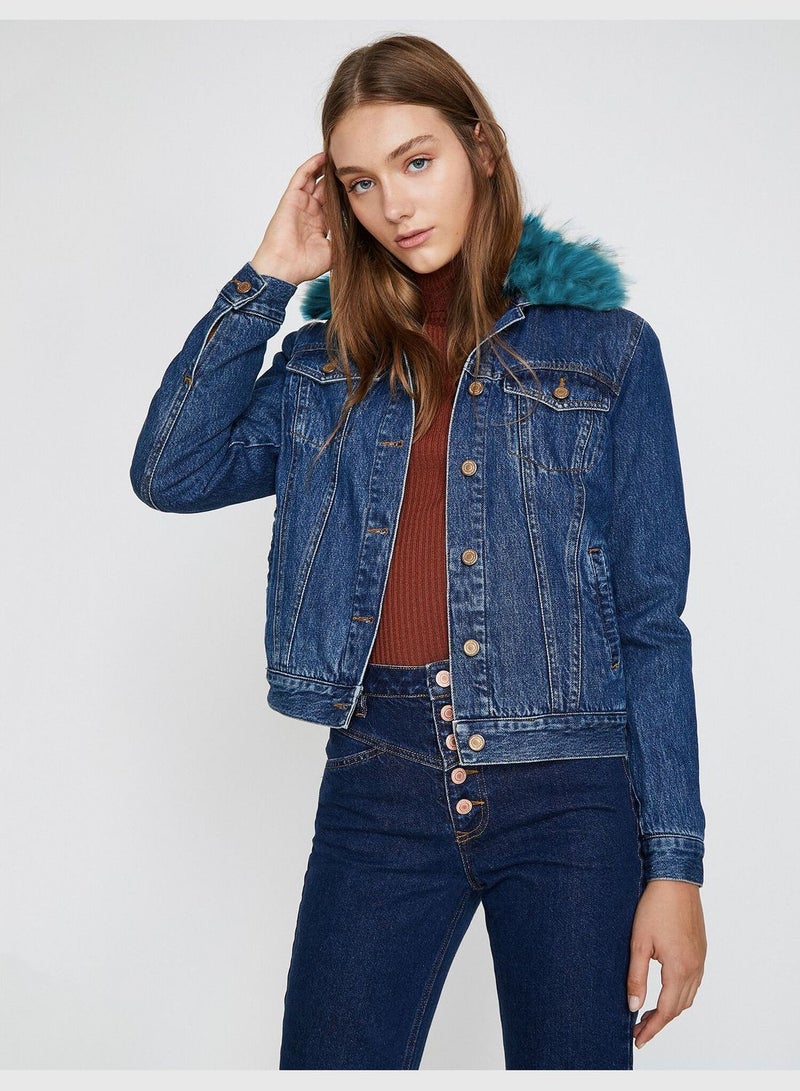 Faux Fur Detailed Jean Jacket