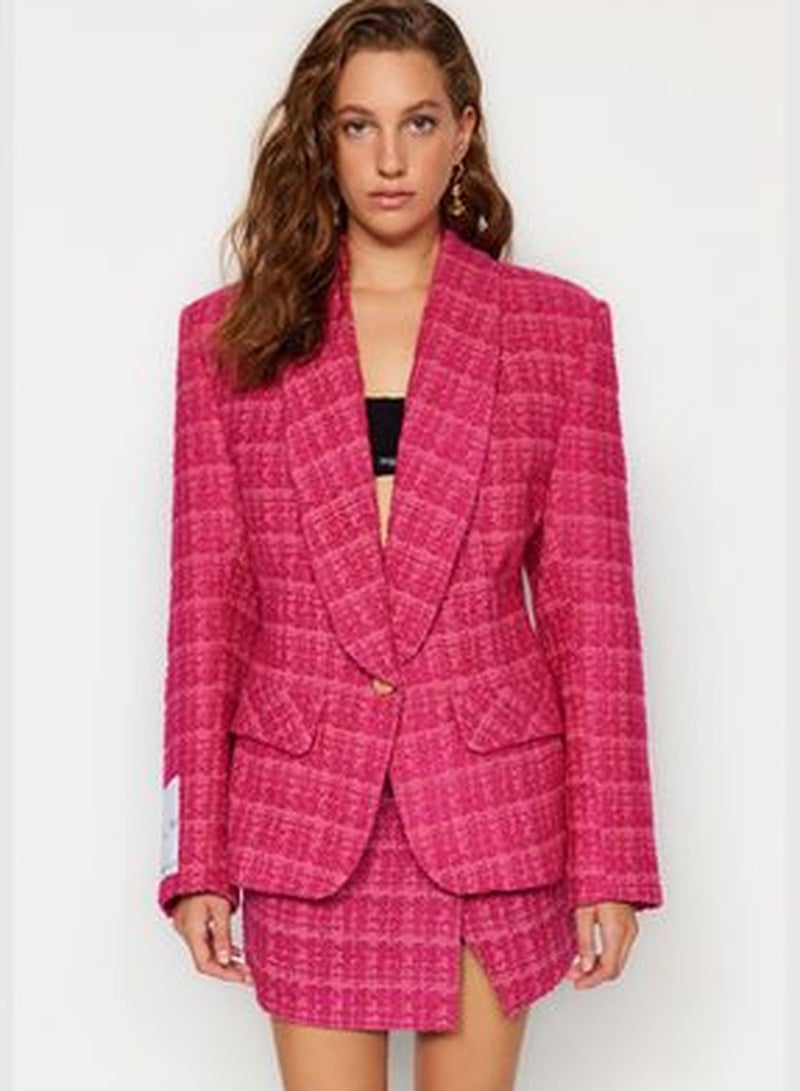 X Sagaza Studio Pink Fitted Tuvid Jacket TCLAW24CE00006