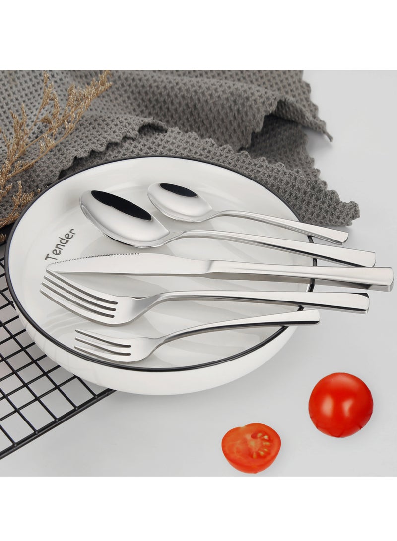 24-Piece Stainless Steel Cutlery Set with Laser Engraving For Kitchen