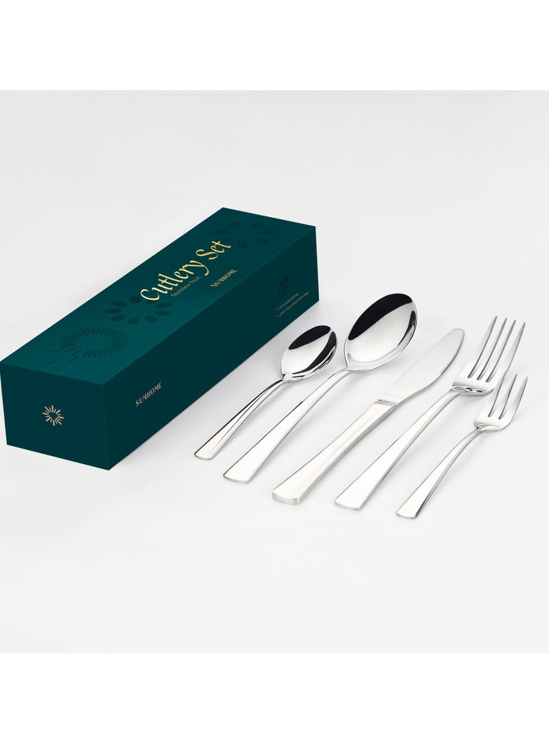 24-Piece Stainless Steel Cutlery Set with Laser Engraving For Kitchen
