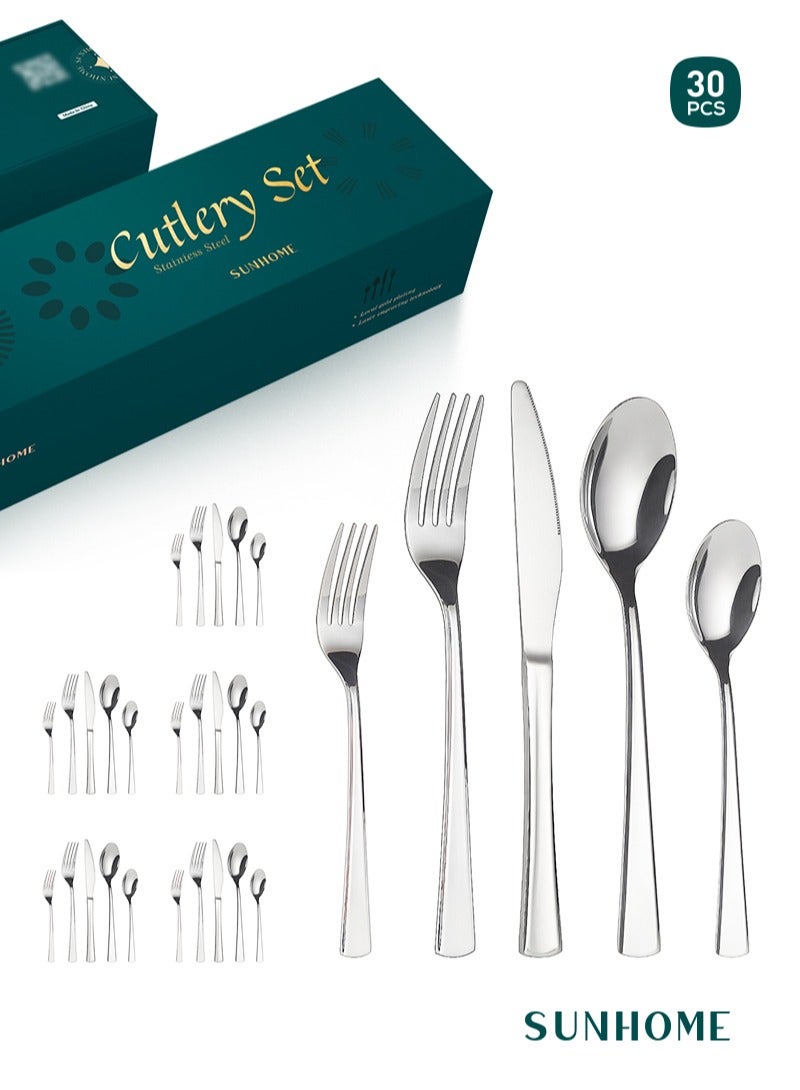 24-Piece Stainless Steel Cutlery Set with Laser Engraving For Kitchen