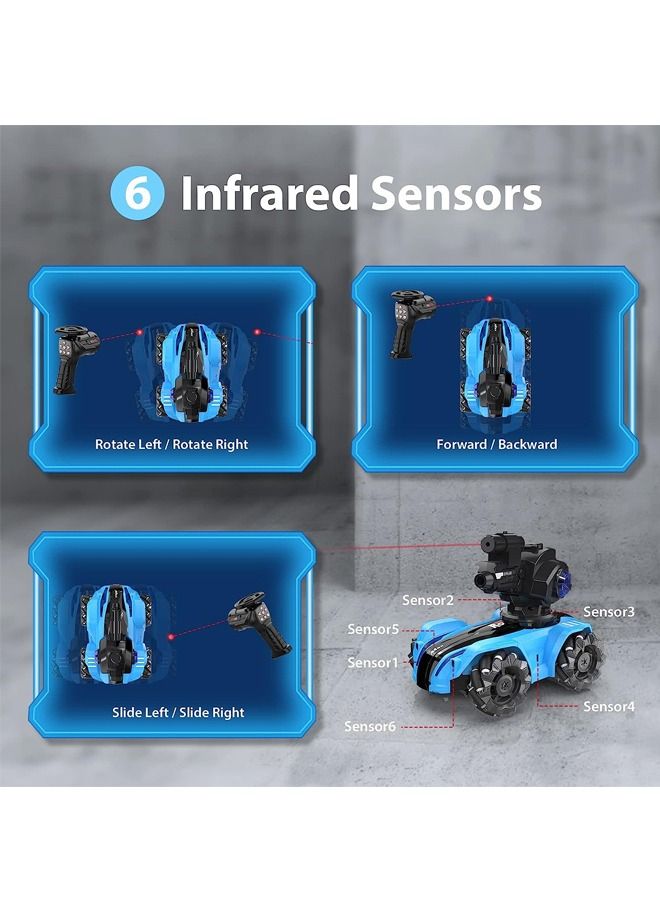 RC Tank Car Chase Light Spot Run  3 Heads That Shoot Bullet (Foam Dart) Make Bubble  Remote Control Tank for Adult 4WD Battle Stunt Car with 360°Rotating LEDs Music Toy Gift for Boys 6+