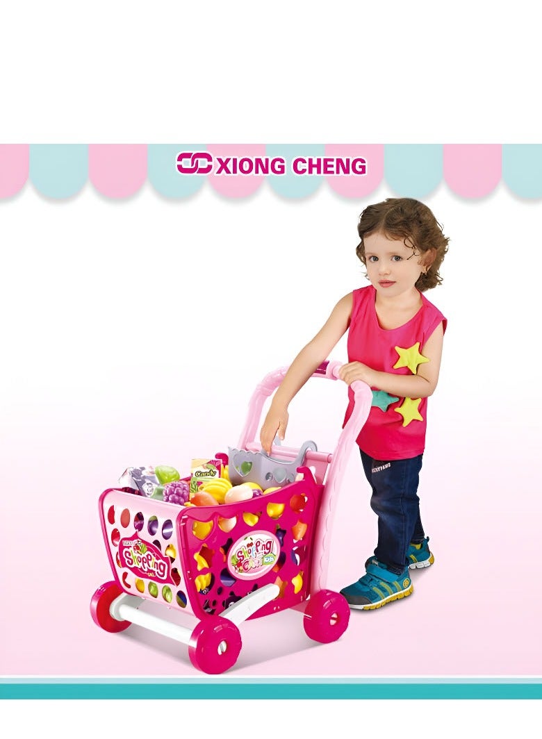 Kids 3 in 1 Shopping Cart Playset for Girls