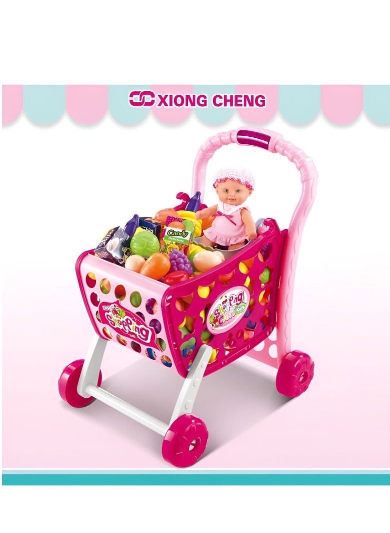 Kids 3 in 1 Shopping Cart Playset for Girls