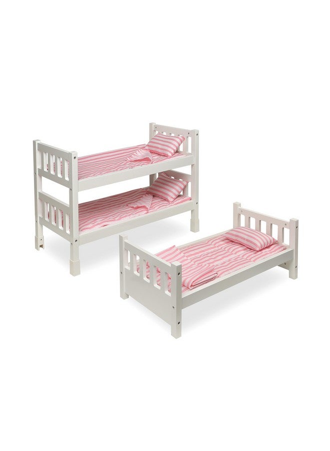 Toy 123 Convertible Doll Bunk Bed With Storage Baskets And Personalizatin Kit For 20 Inch Dolls Pink Stripe