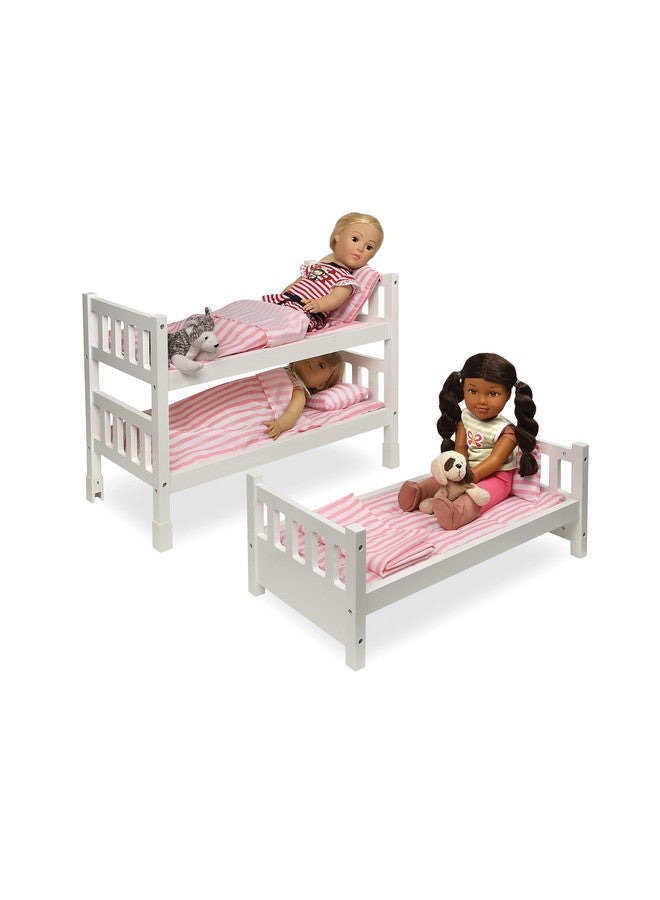Toy 123 Convertible Doll Bunk Bed With Storage Baskets And Personalizatin Kit For 20 Inch Dolls Pink Stripe