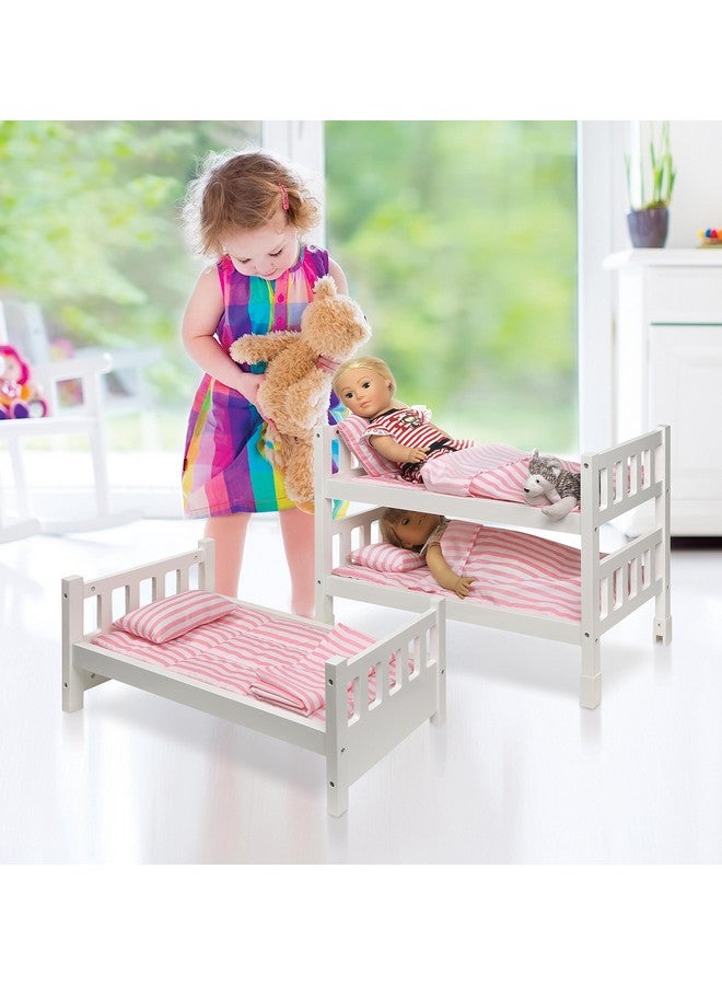 Toy 123 Convertible Doll Bunk Bed With Storage Baskets And Personalizatin Kit For 20 Inch Dolls Pink Stripe