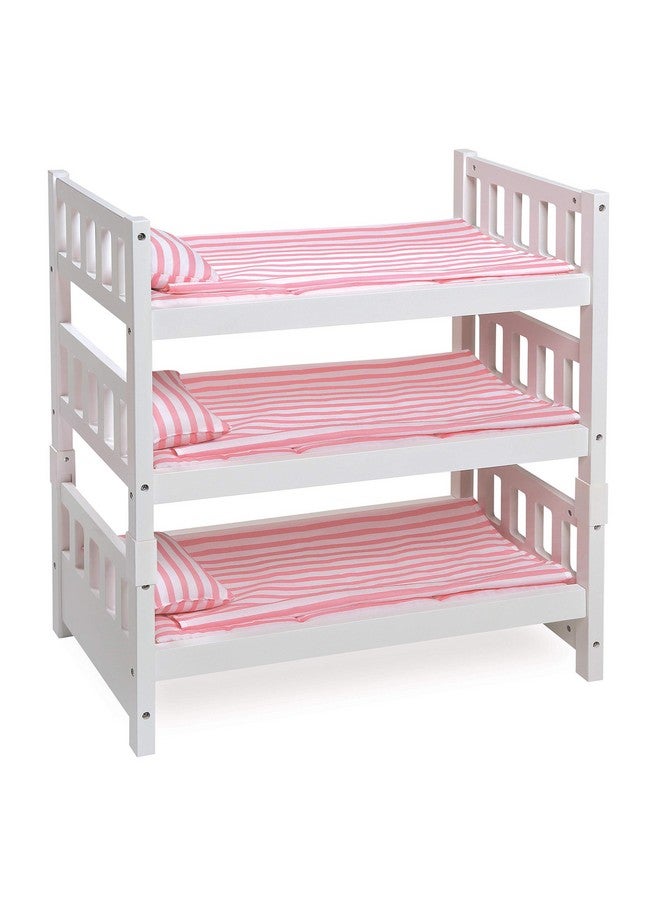 Toy 123 Convertible Doll Bunk Bed With Storage Baskets And Personalizatin Kit For 20 Inch Dolls Pink Stripe