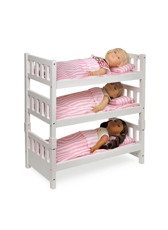 Toy 123 Convertible Doll Bunk Bed With Storage Baskets And Personalizatin Kit For 20 Inch Dolls Pink Stripe