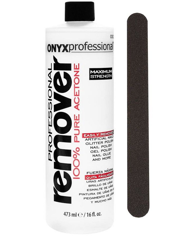 100% Acetone Nail Polish Remover Kit 16 Fl Oz Bottle With 7 Inch Nail File