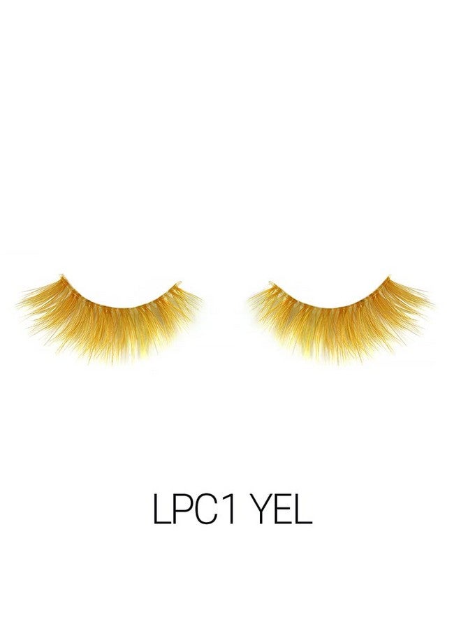 3D Prism Color Lash Silk Clear Band Fluffy Volume Faux Mink Colored Eyelashes 3 Packs Bundle Special (Lpc1X3 Yellow)