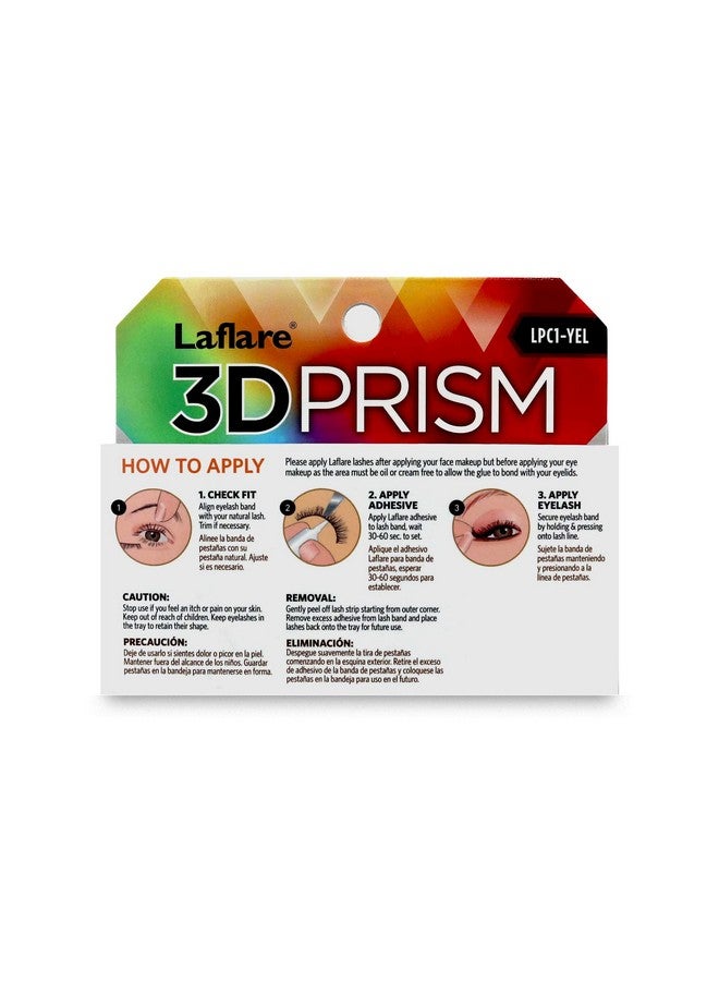 3D Prism Color Lash Silk Clear Band Fluffy Volume Faux Mink Colored Eyelashes 3 Packs Bundle Special (Lpc1X3 Yellow)