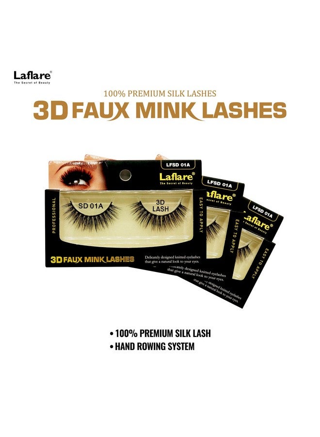 Silk Lashes 3D Faux Mink Eyelashes Light Reusable Handmade Natural Looking Professional Easy To Apply Eyelashes In A Knitted Style1 3 Packs Bundle Special (3 Sd01E)