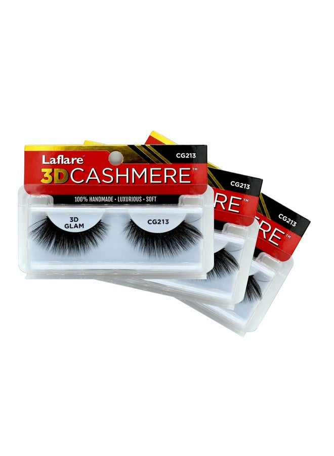 3D Cashmere Eyelashes Natural Look Fresh Glam Wispy Hot Fluffy Soft Reusable Luxurious Handmade Strips False Lashes 3 Packs Special Bundle Cg (Cg213 3)