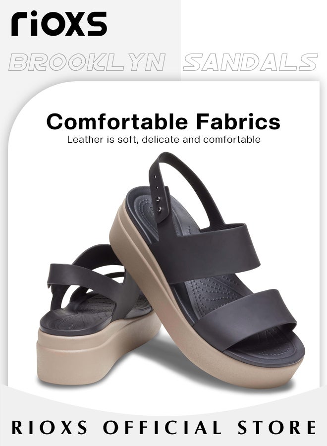 Brooklyn Low Wedges Platform Sandals Comfy Open Toe Flats for Casual Beach