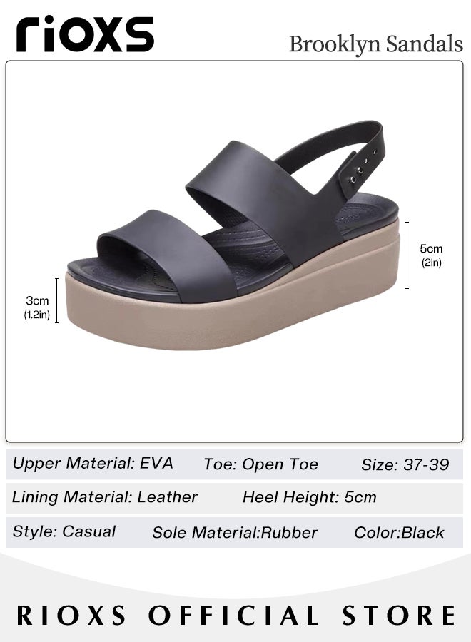 Brooklyn Low Wedges Platform Sandals Comfy Open Toe Flats for Casual Beach