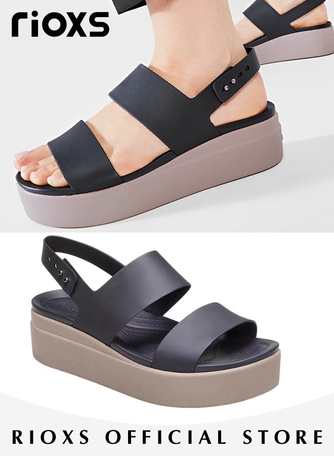 Brooklyn Low Wedges Platform Sandals Comfy Open Toe Flats for Casual Beach