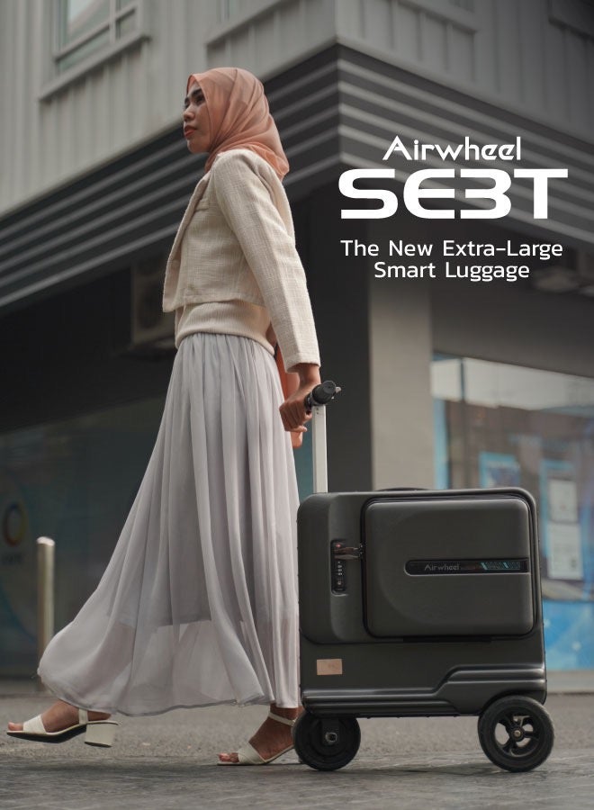 Airwheel SE3T - Electric Luggage Scooter - Black | Extra-Large Smart Riding Suitcase with Removable Battery, Airwheel Luggage | Official Dealer in UAE