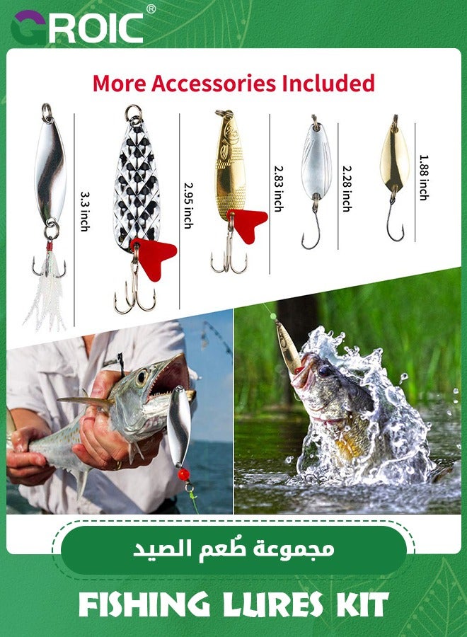 78PCS Fishing Topwater Lures Fishing Lures Kit for Freshwater Soft Plastic Lures Fishing Accessories Tackle Boxes Fishing Spoons Swimbaits Minnow Popper Crankbait VIB