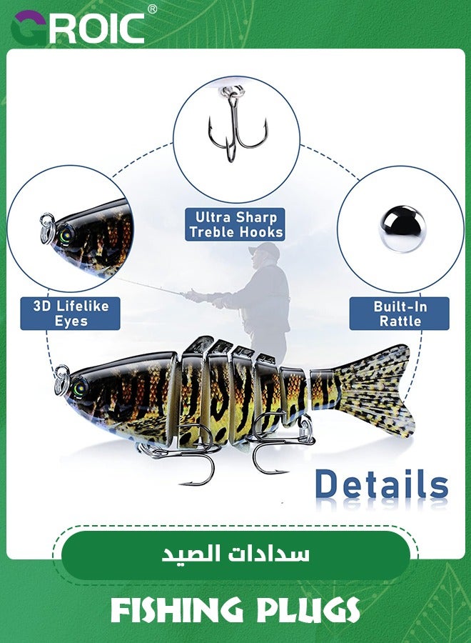 3 Pack Fishing Lures Multi Jointed Fish Fishing Kits Slow Sinking Lifelike Swimbait Freshwater and Saltwater Crankbaits for Bass Trout Bass Lures