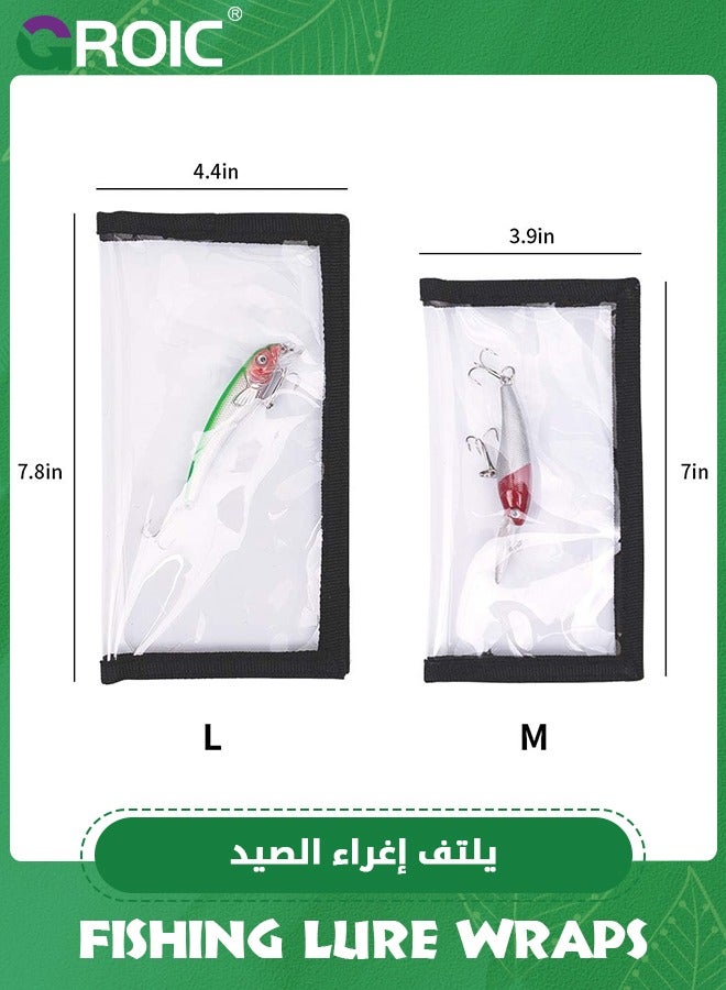 6 Packs Fishing Lure Wraps, Durable Clear PVC Lure Covers Keeps Fishing Safe Easily See Lures Fishing Hook Covers Bait Storage 3 Large 20 CM W x 22 CM L + 3 Medium 18 CM W x 20 CM L