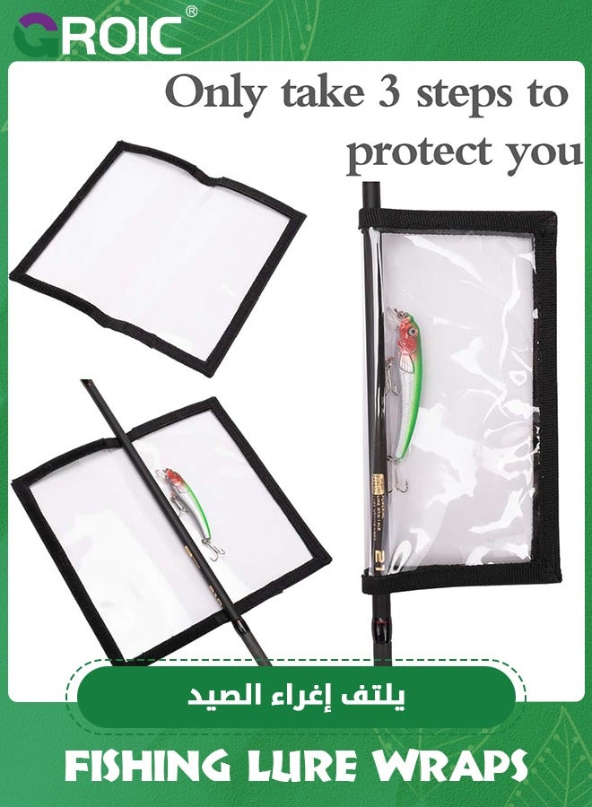 6 Packs Fishing Lure Wraps, Durable Clear PVC Lure Covers Keeps Fishing Safe Easily See Lures Fishing Hook Covers Bait Storage 3 Large 20 CM W x 22 CM L + 3 Medium 18 CM W x 20 CM L