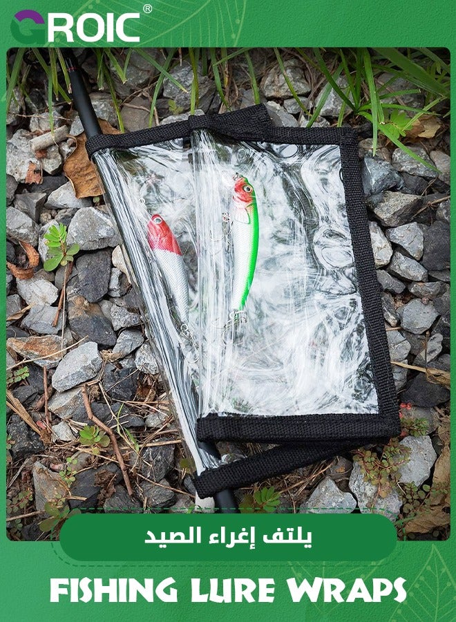 6 Packs Fishing Lure Wraps, Durable Clear PVC Lure Covers Keeps Fishing Safe Easily See Lures Fishing Hook Covers Bait Storage 3 Large 20 CM W x 22 CM L + 3 Medium 18 CM W x 20 CM L