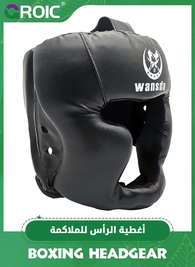 Boxing Headgear for Adults Kids, Safety Head Guard,Brace Head Protection,PU Leather Boxing Helmet for Traning Kickboxing MMA Muay Thai Sparring Martial Arts Karate Taekwondo