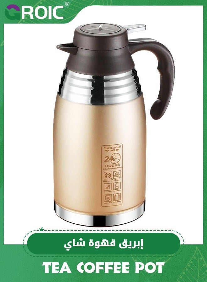 2L Stainless Steel Double Layer Vacuum Insulation Pot, Tea Coffee Pot, 24 Hour Heat Retention Beverage Dispenser, Large-Capacity Thermal Jug, Coffee Thermal Carafe