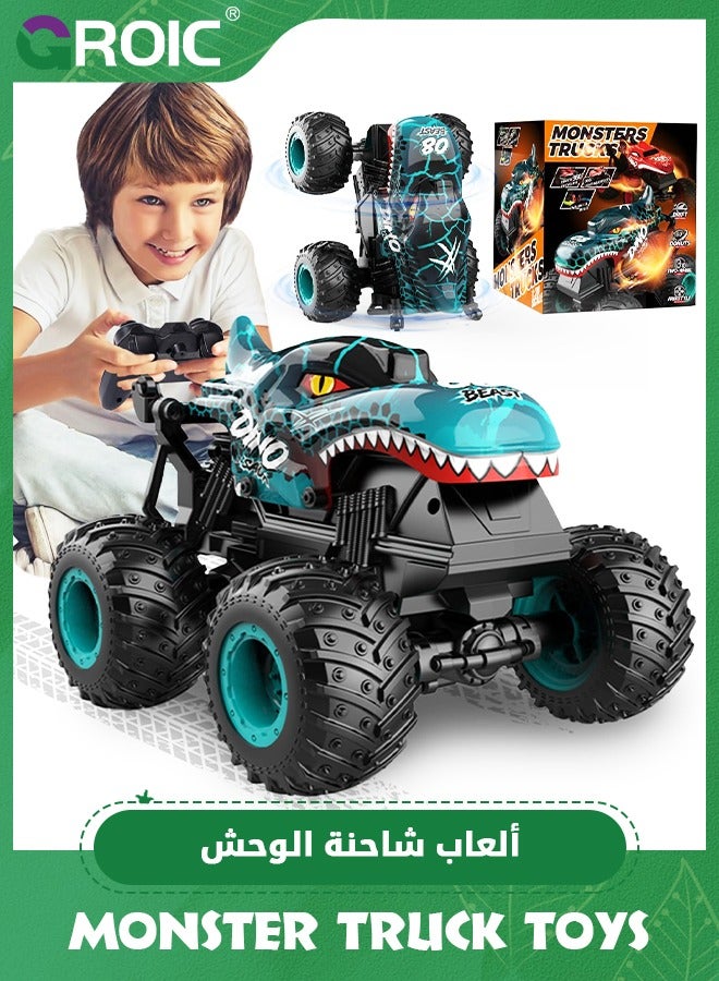 Monster Truck Toys, 2.4Ghz RC Monster Trucks for Boys, 1:20 Dinosaur Remote Controlled Car with Light & Music, Remote Control Truck with Stunt, 360° Spin, Walk Upright& Drift, RC Cars