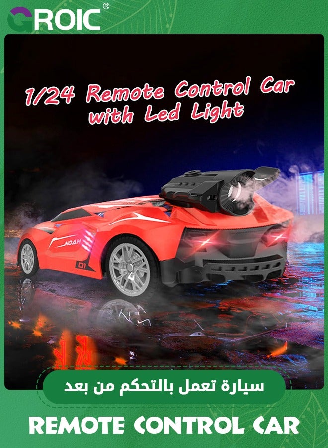 Remote Control Car,High Speed RC Car 1/24 Scale Race Car Supercar Vehicle with Spray Steam,LED Light,RC Racing Car