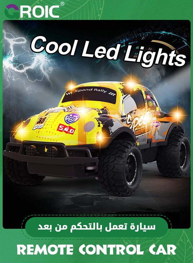 Giociiol Remote Control Car, 1/24 Scale Light Up Racing Car Toys, RC Car for Kids with Cool Led Lights, Hobby RC Cars Toys,Wireless Off-road Vehicle,Cool Graffiti Drift Racing Car