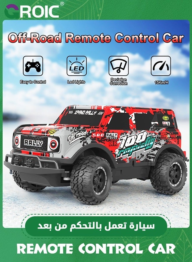 Remote Control Car, 1/24 Scale Light Up Racing Car Toys, RC Car for Kids with Cool Led Lights, Hobby RC Cars Toys,Wireless Off-road Vehicle,Remote Control Off-road Vehicle