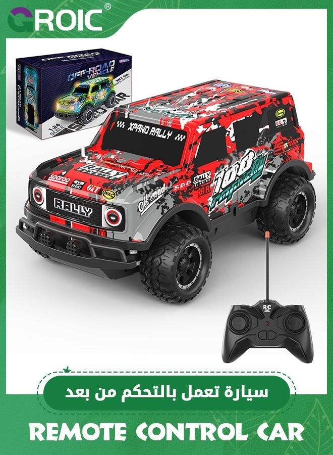 Remote Control Car, 1/24 Scale Light Up Racing Car Toys, RC Car for Kids with Cool Led Lights, Hobby RC Cars Toys,Wireless Off-road Vehicle,Remote Control Off-road Vehicle