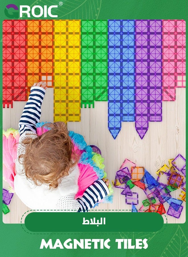 Magnetic Tiles Toys for Kids,Magnet Blocks Building STEM Preschool Sensory Learning Montessori Autism Toys,STEM Building Blocks Toys